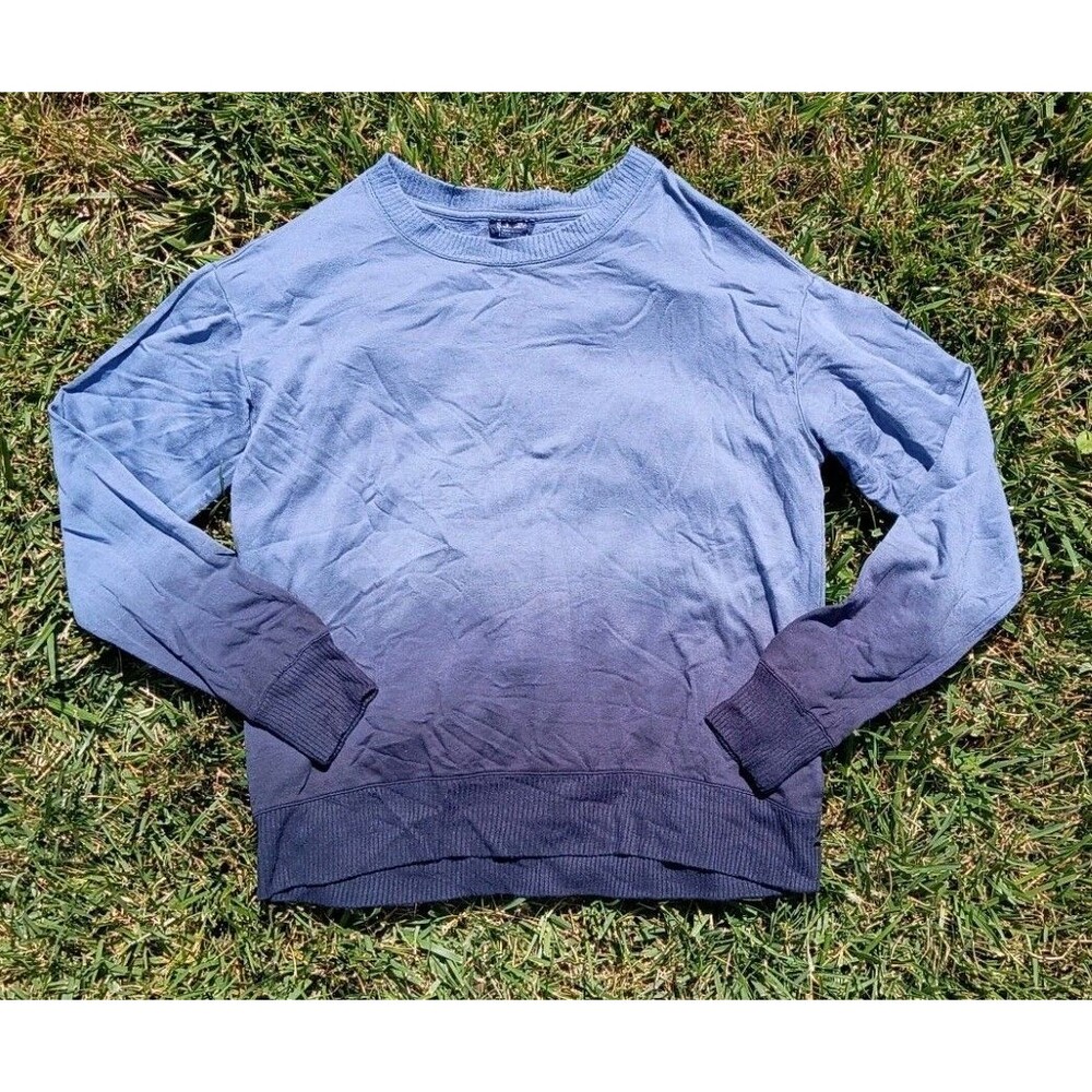 Splendid Blue Ombre Dip Dye Fleece Sweatshirt Pullover Cozy Lounge Soft NWT S